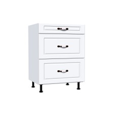 Corp inferior 60 cu 3 sertare metalice greutate Zebra MDF alb